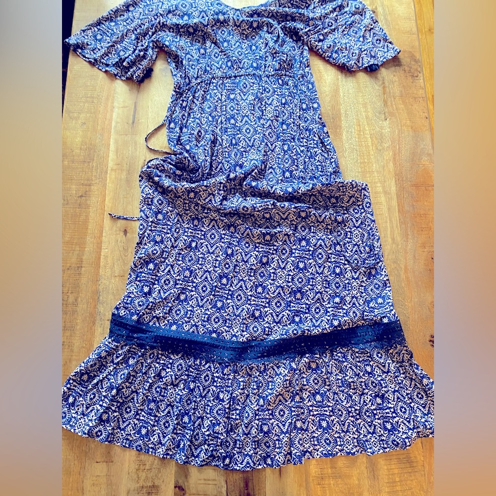 Artesia lavender purple boho maxi dress paisley flowy NWOT sz small button down